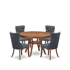 5-Piece Dining Room A Kitchen Table And 4 Platinum Gray Modern Dining Chairs