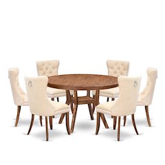 7-Piece Dining Room Set In Light Beige Color