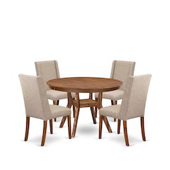 5-Piece Kitchen Table Set A Wooden Dining Table, 4 Light Tan Dining Chairs