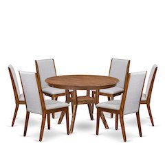7-Piece Modern Dining Set Consist Of A Modern Table, 6 Grey Modern Dining Chair