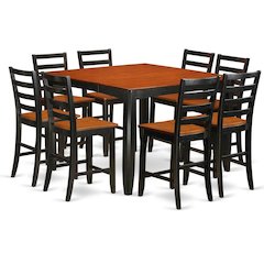 Square Dining Table Set for 8 with Counter Height Chairs in Black