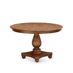 East West Furniture FERRIS, Round Dining Table with Pedestal, Rustic Rubberwood Table in Sandblasting Antique Walnut Finish, 48 Inch