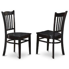 Set of 2 Wooden Dining Chairs with Black Finish for Kitchen or Dining
