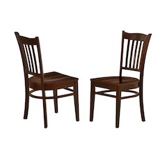 Mahogany Dining Chair, Wooden Seat, Back, Set of 2, Rubber Wood