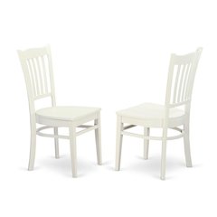 Set of 2 White Wooden Dining Chairs for Kitchen and Dining Room