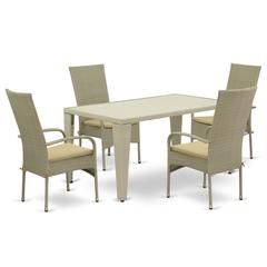 Wicker Patio Set Natural Linen, GUOS5-03A
