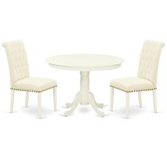 Dining Room Set Linen White, HLBR3-LWH-02