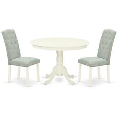 Dining Room Set Linen White, HLCE3-LWH-15