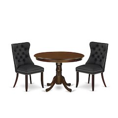 3 Piece Dining Table Set Contains a Round Kitchen Table with Pedestal