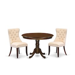 3 Piece Dining Set Consists of a Round Kitchen Table with Pedestal