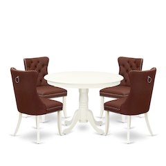 5 Piece Dinette Set for Small Spaces Contains a Round Dining Table