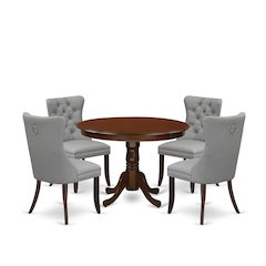 5 Piece Kitchen Table Set Consists of a Round Dining Table with Pedestal