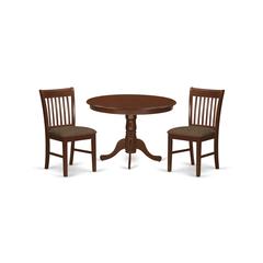 HLNO3-MAH-C 3 Pc set with a Kitchen Table and 2 Dinette Chairs in Mahogany