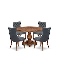 5-Piece Dining Table Set Of A Kitchen Table, 4 Platinum Gray Dining Chairs