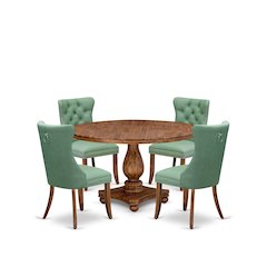 5-Pc Dining Set Consist A Modern Kitchen Table And 4 Willow Green Padded Chairs