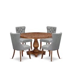 5-Pc Dining Room Table Set Consist A Kitchen Table, 4 Light Gray Parson Chairs
