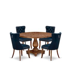 5-Piece Mid-Century Kitchen Set In Navy Blue Color