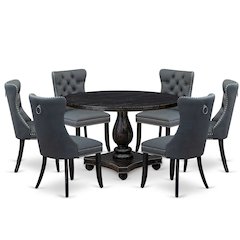 7-Piece Kitchen Table Set In Platinum Gray Color