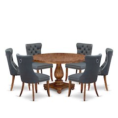 7-Piece Modern Dining Table A Kitchen Table And 6 Platinum Gray Dining Chairs