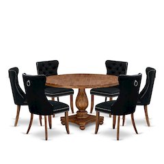 7-Piece Kitchen Table Set In Black Color