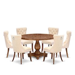 7-Piece Mid Century Kitchen Set In Light Beige Color