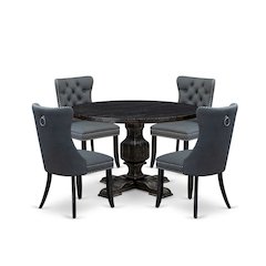 5-Piece Dining Table Set In Platinum Gray Color
