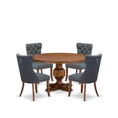 5-Piece Dining Table A Dining Room Table And 4 Platinum Gray Dining Chairs