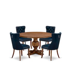 5-Piece Dining Set In Navy Blue Color