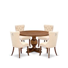 5-Piece Dining Table Set In Light Beige Color