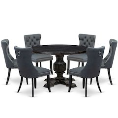 7-Piece Modern Dining Table Set In Platinum Gray Color