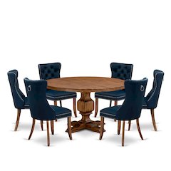7-Piece Kitchen Table Set In Navy Blue Color