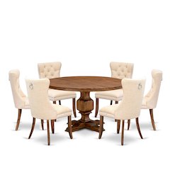 7-Piece Kitchen Table Set In Light Beige Color