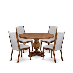 5-Piece Kitchen Dining Table Set Of A Dining Table, 4 Grey Parsons Chairs