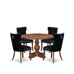5-Piece Modern Dining Table Set In Black Color