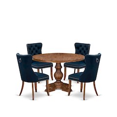 5-Piece Modern Dining Set In Navy Blue Color