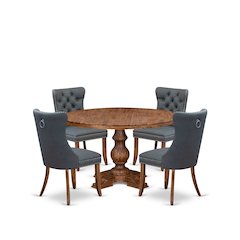 5-Piece Modern Dining Table A Kitchen Table, 4 Platinum Gray Dining Room Chairs