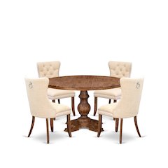 5-Piece Modern Dining Table Set In Light Beige Color