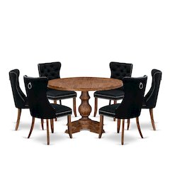 7-Piece Kitchen Table Set In Black Color