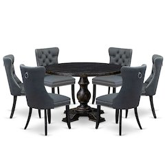 7-Piece Mid Century Kitchen Set In Platinum Gray Color