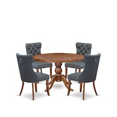 5-Piece Dining Room A Kitchen Table And 4 Platinum Gray Dining Room Chairs
