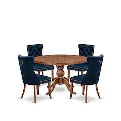 5-Piece Kitchen Table Set In Navy Blue Color