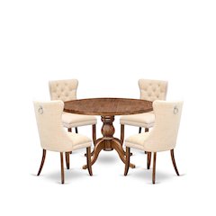 5-Piece Modern Dining Table Set In Light Beige Color