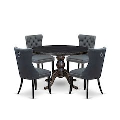 5-Piece Dining Table Set In Platinum Gray Color