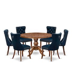 7-Piece Dining Set In Navy Blue Color