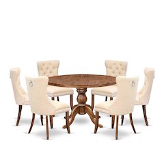 7-Piece Kitchen Table Set In Light Beige Color