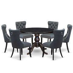 7-Piece Dining Room Set In Platinum Gray Color
