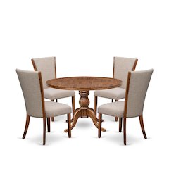 5 Piece Dinette Set For 4 Includes 48" Round Table In Light Tan Color