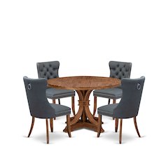 5-Piece Kitchen Table A Modern Dining Table And 4 Platinum Gray Kitchen Chairs