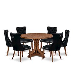 7-Piece Kitchen Dining Table Set In Black Color