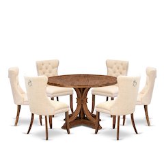 7-Piece Kitchen Table Set In Light Beige Color
